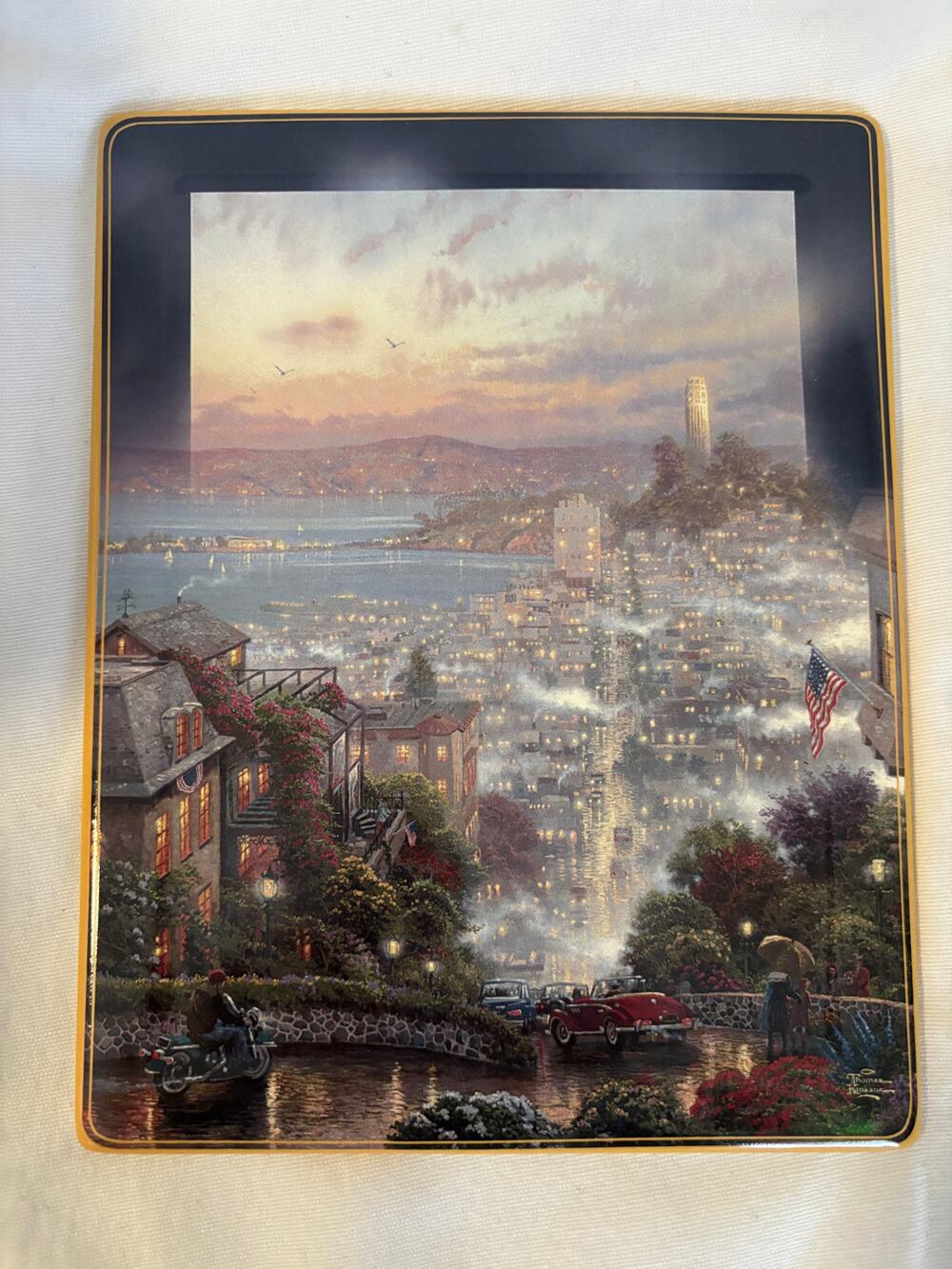 The Bradford Exchange "San Francisco"Lombard Street Ceramic Plate Thomas Kinkade